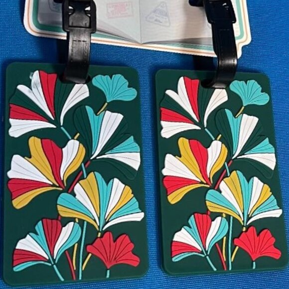 GINGKO FLOWERS SET OF 2 EASY TO SEE UNIQUE LUGGAGE / BAG TAGS TRAVEL / TRAVELING - Picture 2 of 10